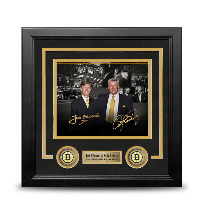 Jack Edwards & Andy Brickley Boston Bruins Autographed 8" x 10" Framed Collage Hockey Photo - for just $59.99! 