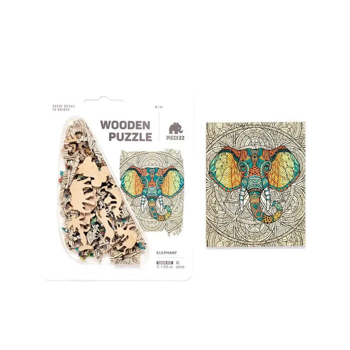 Elephant 40 Piece Mini Wooden Jigsaw Puzzle Geek Toys - for just $14.99! 