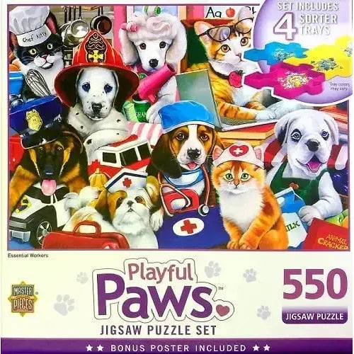 Essential Workers Playful Paws 550 Piece Jigsaw Puzzle (with Sorting Trays) MasterPieces - for just $24.99! 