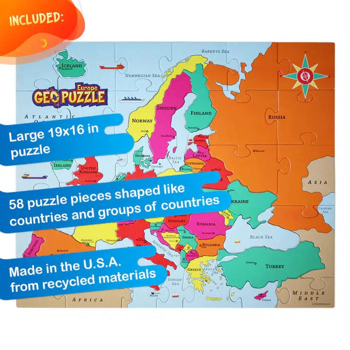 Europe GeoPuzzle 58 Piece Jigsaw Puzzle Geotoys - for just $21.99! 