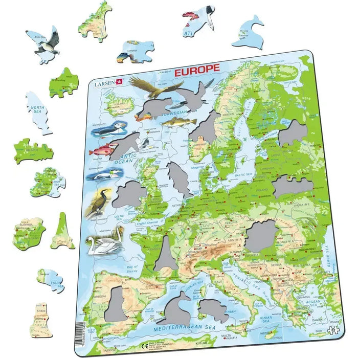 Europe Topographic Map 87 Piece Tray Jigsaw Puzzle Larsen - for just $11.99! 