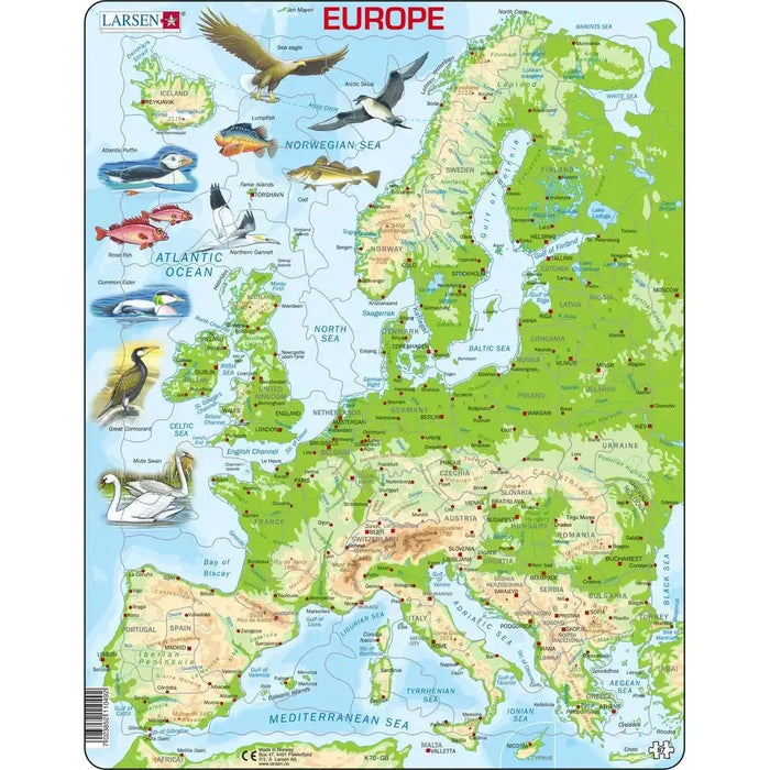Europe Topographic Map 87 Piece Tray Jigsaw Puzzle Larsen - for just $11.99! 