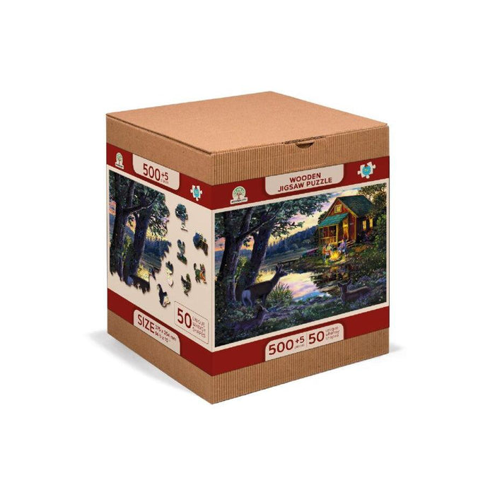 Evening at the Lakehouse 505 Piece Wood Jigsaw Puzzle Wooden City - for just $27.99! 
