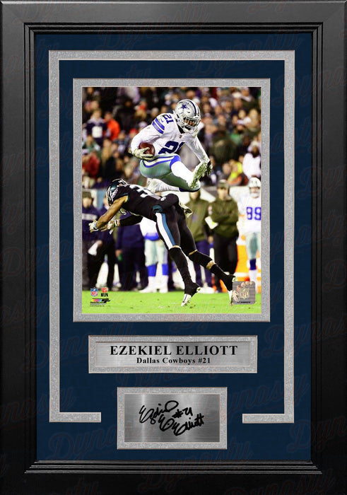 Ezekiel Elliott v. The Eagles Dallas Cowboys 8" x 10" Framed Football Photo with Engraved Autograph - for just $79.99! 
