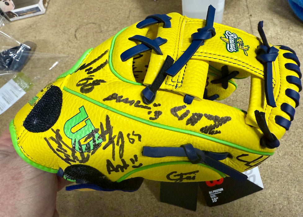 2025 Savannah Bananas Team Signed Youth Official Glove Cole Olson Oberst 30+ Sig - for just $650! 
