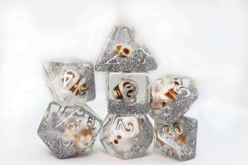Skull and Silver Glitter RPG Dice Set - for just $16.99! 