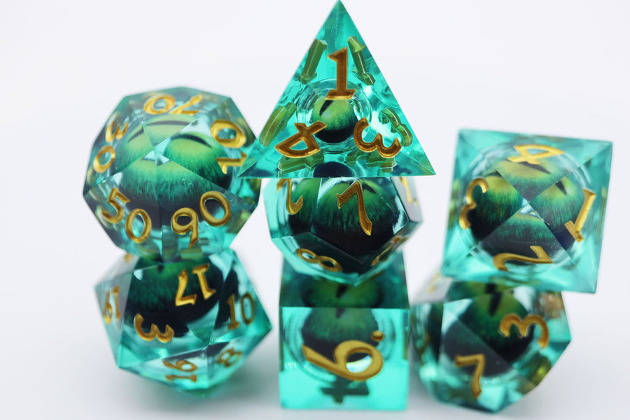 Sharp Edge Moving Eye RPG Dice Set - Green Cyclops - for just $54.99! 