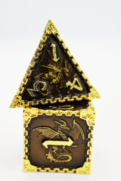 Chained Dragon: Gold Void - Metal RPG Dice Set - for just $44.99! 
