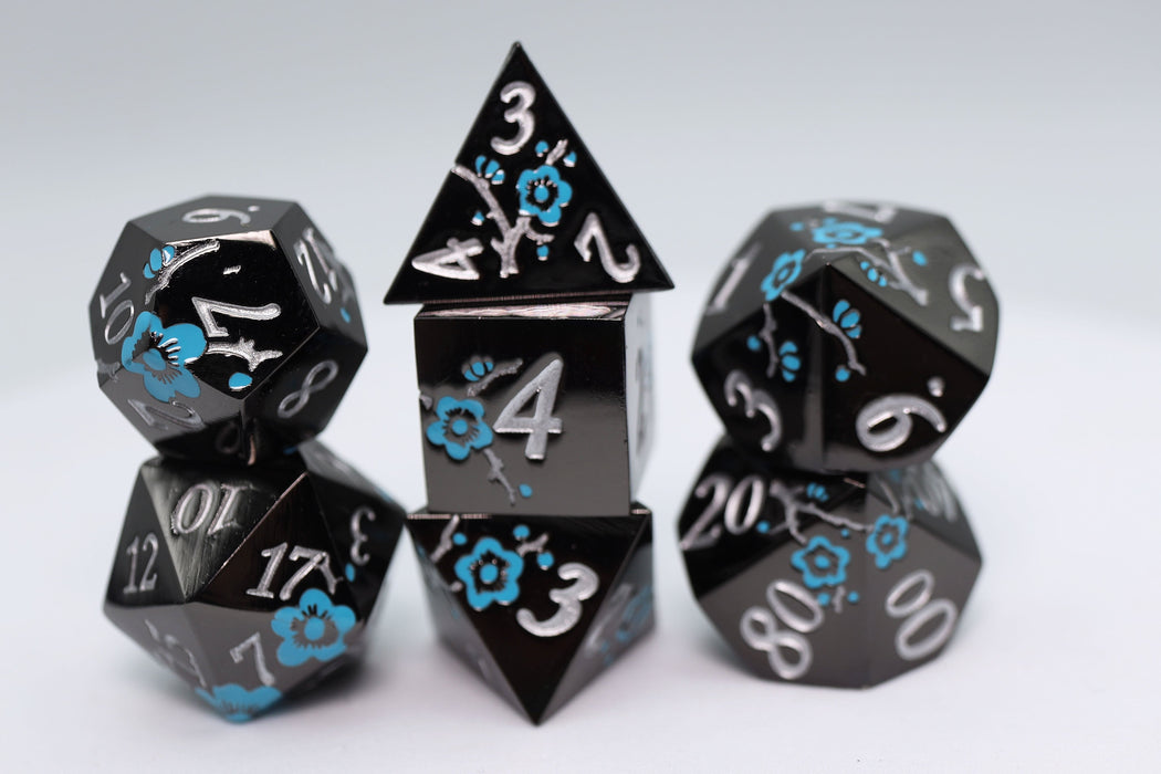 Metallic Bouquet: Dark Blue Pimpernel - Metal RPG Dice Set - for just $46.99! 