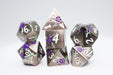 Metallic Bouquet: Silver with Purple Orchids - Metal RPG Dice Set - for just $46.99! 