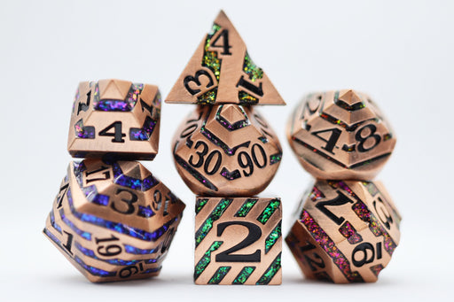 Into the Mines: Copper with Rainbow Mica - Metal RPG Dice Set - for just $49.99! 