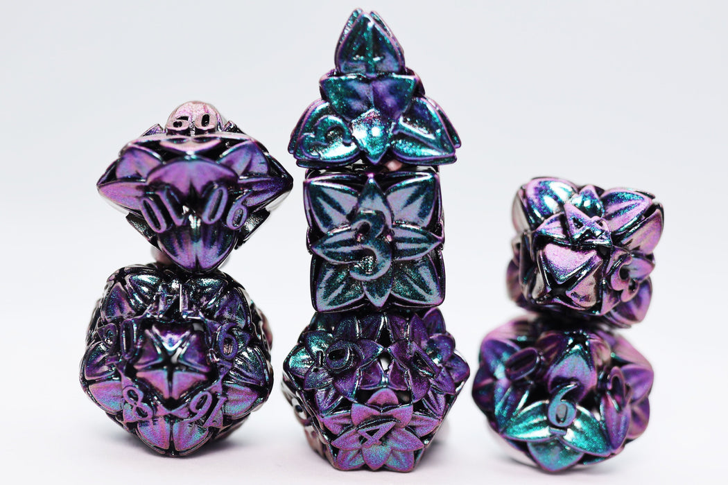 Otherworldly Flower - Hollow Metal RPG Dice Set - for just $64.99! 