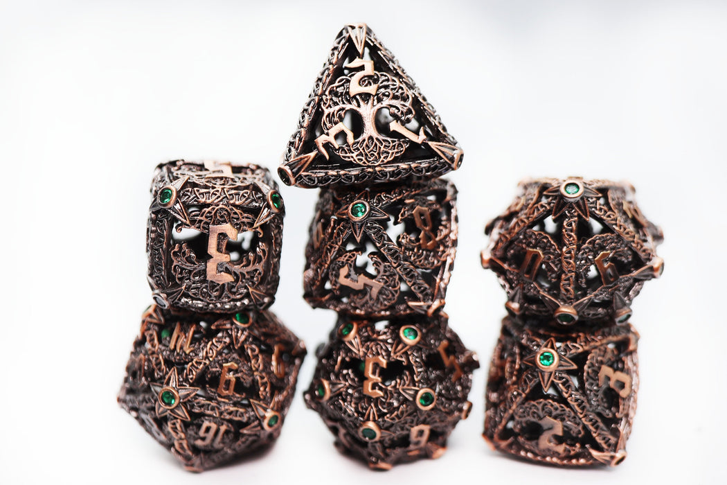 Trees of Virtue: Tree of Justice - Hollow Metal RPG Dice Set - for just $64.99! 