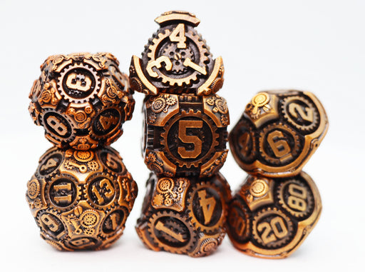 Airship Gears: Drifting Dirigible - Metal RPG Dice Set - for just $44.99! 