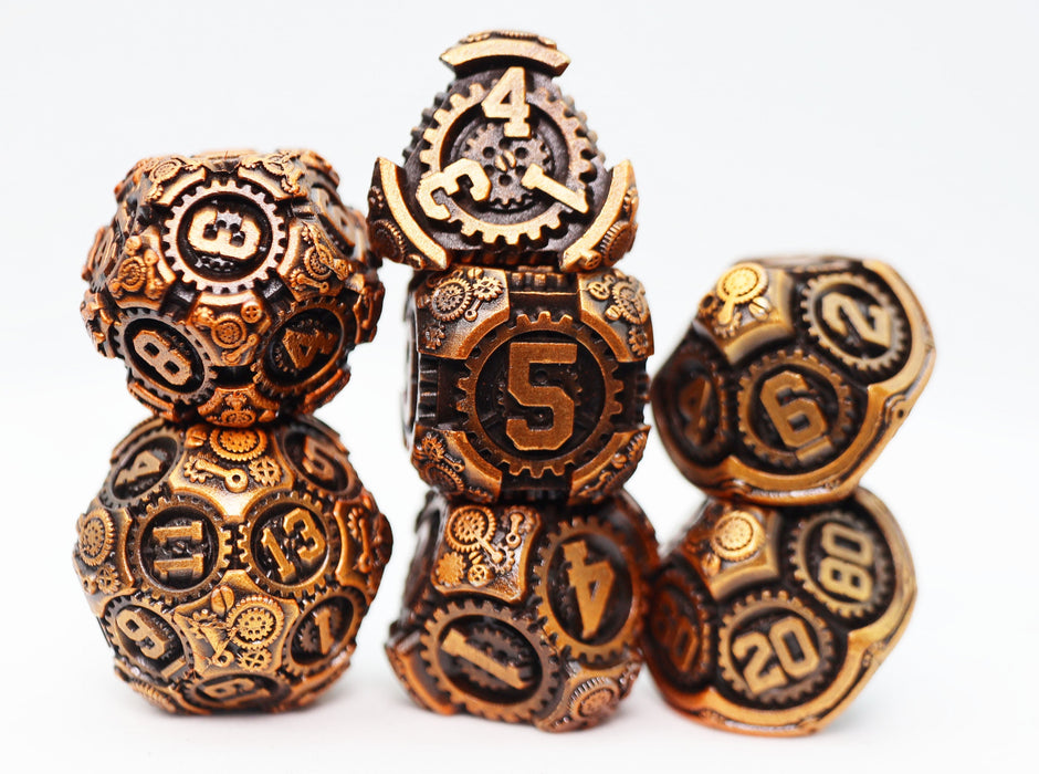 Airship Gears: Drifting Dirigible - Metal RPG Dice Set - for just $44.99! 
