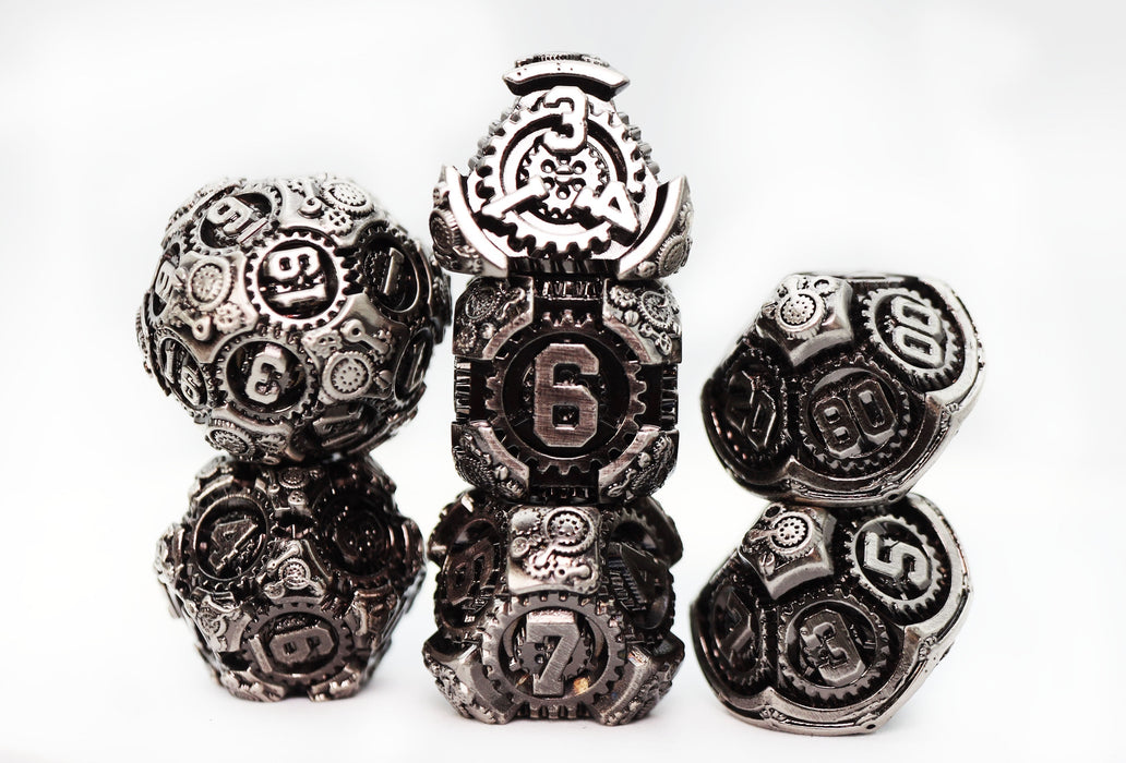 Airship Gears: Fierce Flotilla - Metal RPG Dice Set - for just $44.99! 
