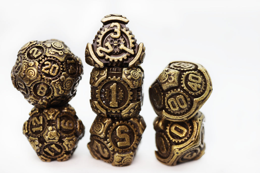 Airship Gears: Brazen Bulkhead - Metal RPG Dice Set - for just $44.99! 