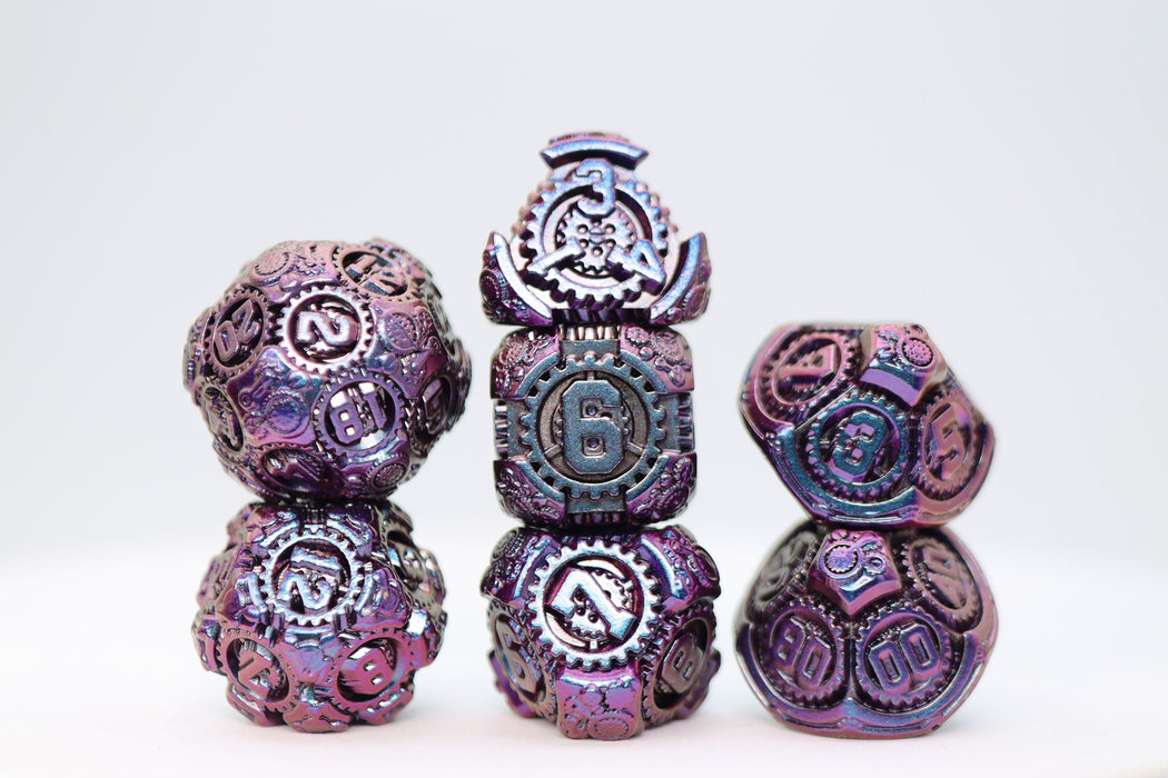 Airship Gears: The Royal Raven - Metal RPG Dice Set - for just $44.99! 