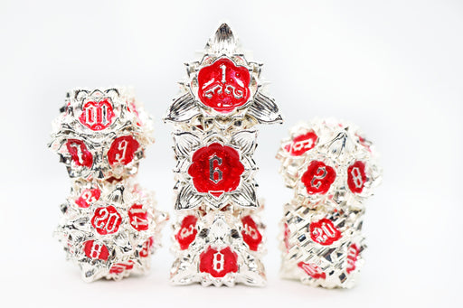 Floral Starburst: Icy Amaryllis - Metal RPG Dice Set - for just $44.99! 