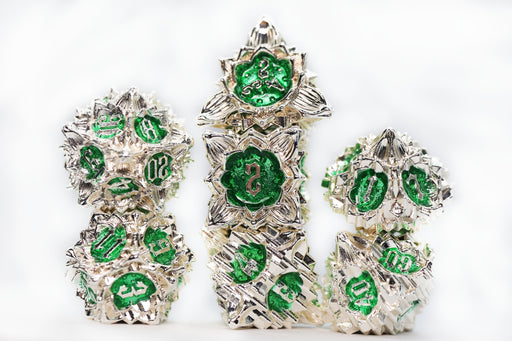 Floral Starburst: Frozen Fern - Metal RPG Dice Set - for just $44.99! 
