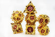 Floral Starburst: Carmine Canna - Metal RPG Dice Set - for just $44.99! 