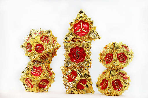 Floral Starburst: Ruby Rose - Metal RPG Dice Set - for just $44.99! 
