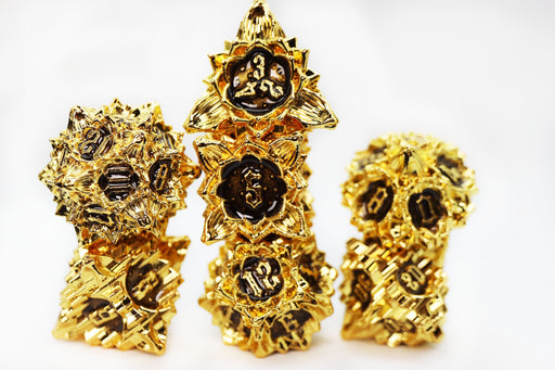 Floral Starburst: Blackout Viola - Metal RPG Dice Set - for just $44.99! 