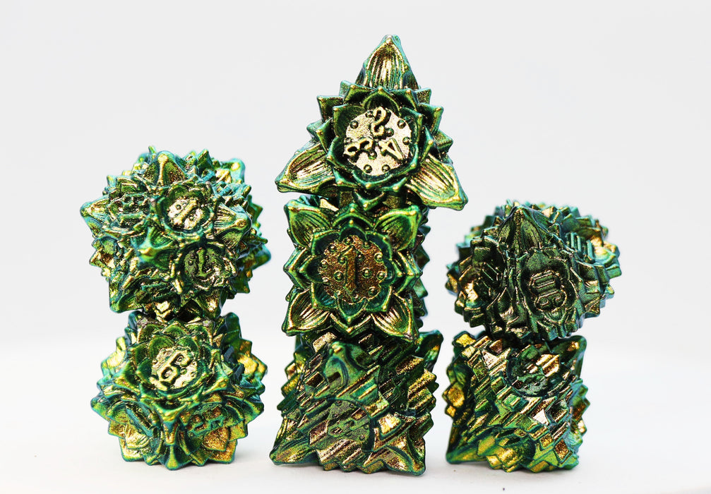 Floral Starburst: Frosted Undergrowth - Metal RPG Dice Set - for just $44.99! 