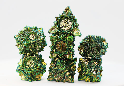 Floral Starburst: Frosted Undergrowth - Metal RPG Dice Set - for just $44.99! 