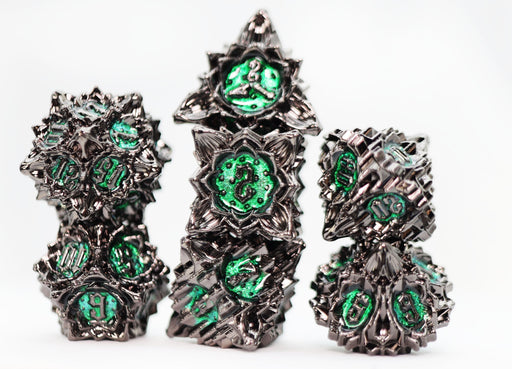Floral Starburst: Midnight Forest - Metal RPG Dice Set - for just $44.99! 