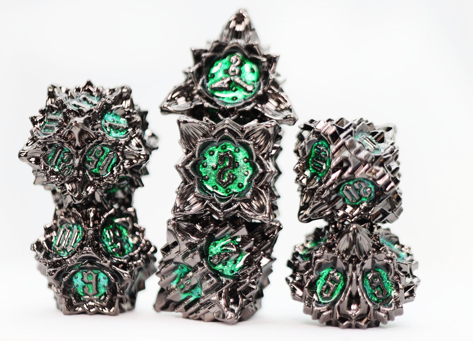 Floral Starburst: Midnight Forest - Metal RPG Dice Set - for just $44.99! 