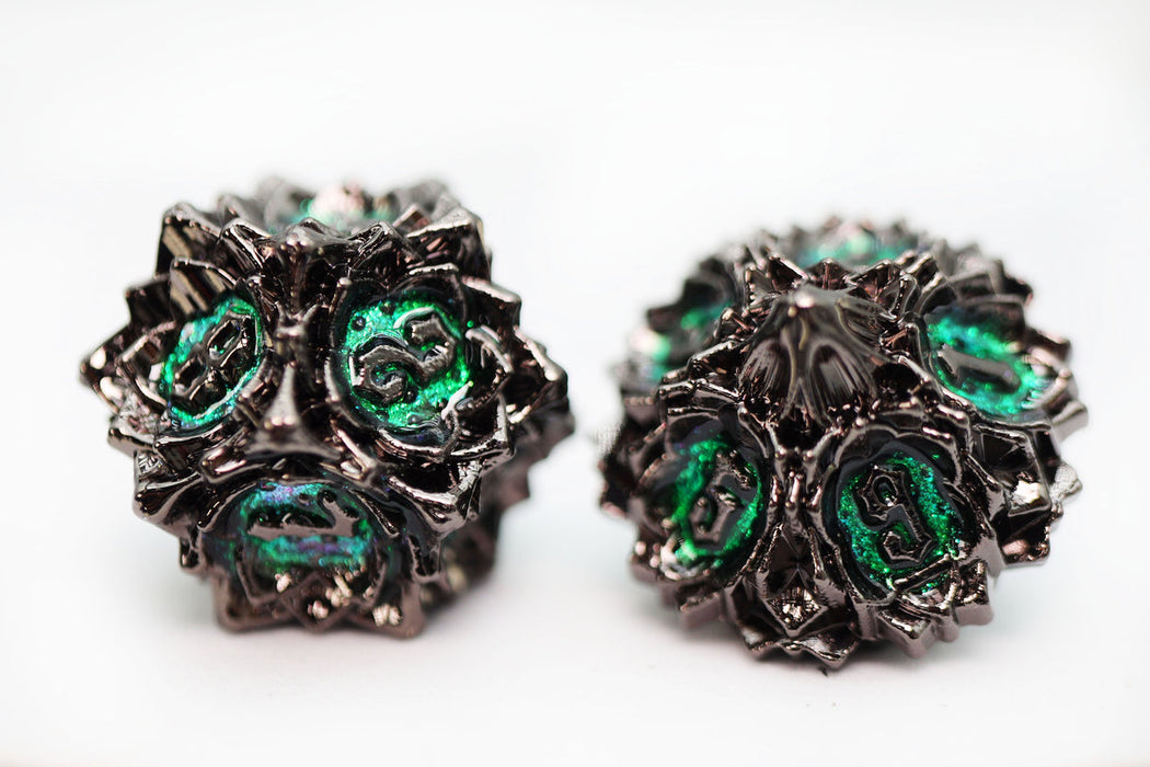 Floral Starburst: Midnight Forest - Metal RPG Dice Set - for just $44.99! 
