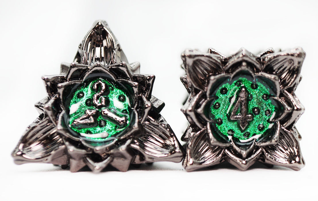 Floral Starburst: Midnight Forest - Metal RPG Dice Set - for just $44.99! 