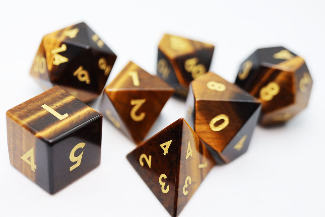 Tiger's Eye - Engraved with Gold RPG Dice Set - for just $94.99! 