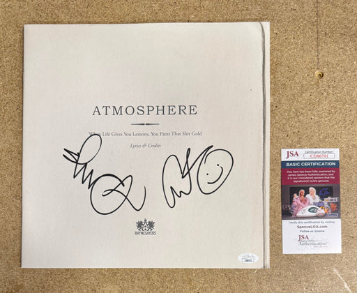 Atmosphere (Slug & Ant) Signed When Life Gives You Lemons, You Paint That Shit Gold Vinyl Insert JSA COA - for just $175! 