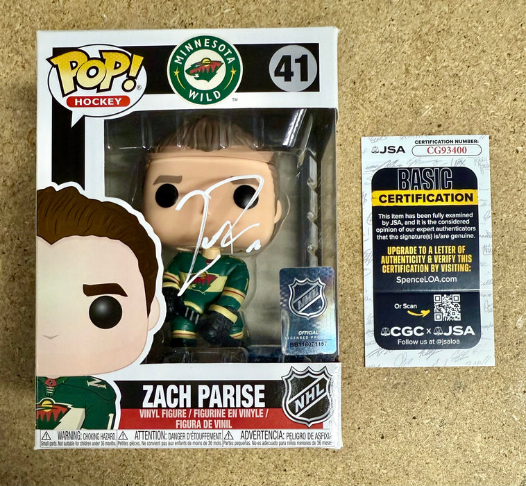 Zach Parise Signed NHL Minnesota Wild Vaulted Funko Pop! #41 With JSA COA 2018 - for just $100! 