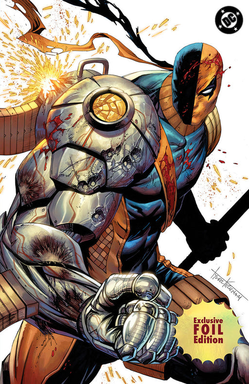 [FOIL]ABSOLUTE BATMAN #21 TYLER KIRKHAM EXCLUSIVE BATTLE DAMAGED DEATHSTROKE VIRGIN VAR (06/17/2026) - for just $50! 