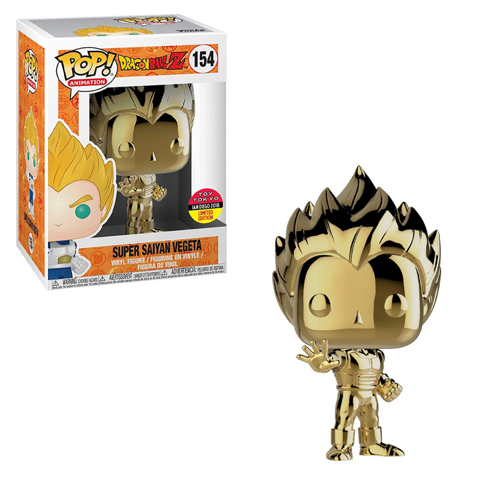 Funko POP! Dragon Ball Z - Super Saiyan Vegeta (Gold Chrome) #154 SDCC 2018 Toy Tokyo Exclusive [READ DESCRIPTION] - for just $39.99! 