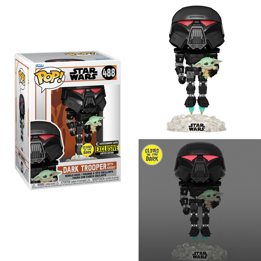 Funko POP! The Mandalorian - Dark Trooper with Grogu (Glow in the Dark) Vinyl Figure Entertainment Earth Exclusive - for just $15.99! 