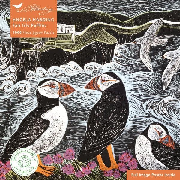 Fair Isle Puffins by Angela Harding 1000 Piece Jigsaw Puzzle Flame Tree - for just $19.99! 