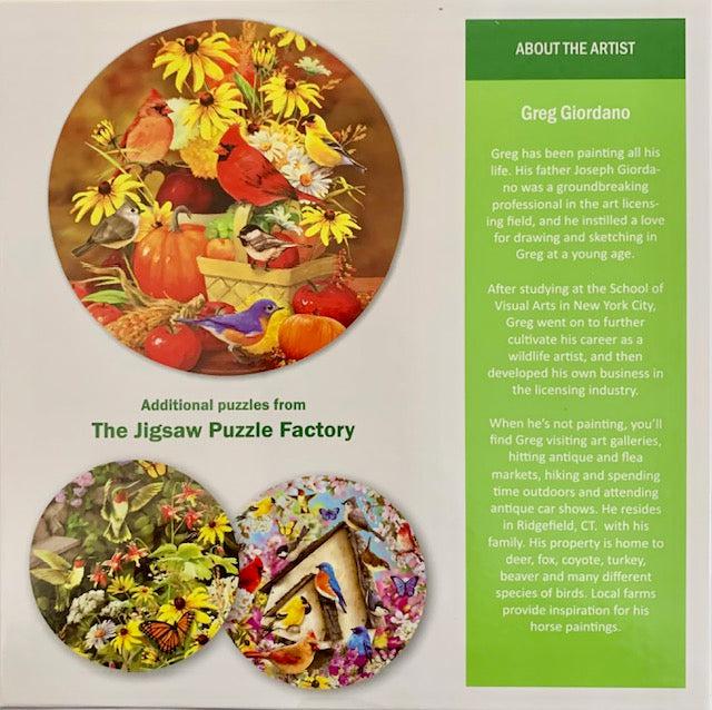 Fall Harvest Backyard Birds 300 Piece Round Jigsaw Puzzle Leap Year - for just $14.99! 