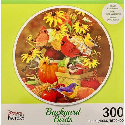 Fall Harvest Backyard Birds 300 Piece Round Jigsaw Puzzle Leap Year - for just $14.99! 