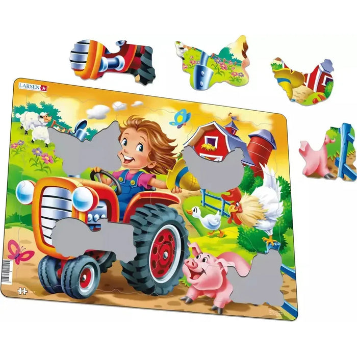 Farm Kid with Tractor 15 Piece Tray Jigsaw Puzzle Larsen - for just $11.99! 