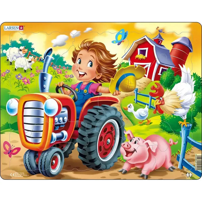 Farm Kid with Tractor 15 Piece Tray Jigsaw Puzzle Larsen - for just $11.99! 