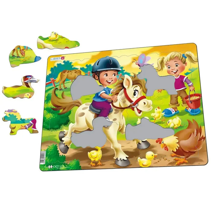 Farm Kids with Pony 16 Piece Tray Jigsaw Puzzle Larsen - for just $11.99! 