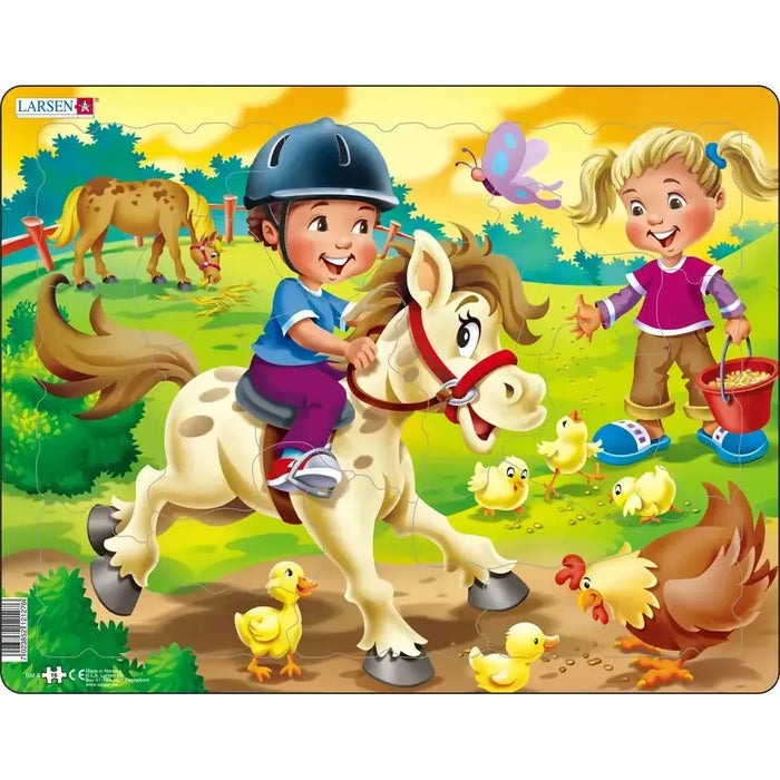 Farm Kids with Pony 16 Piece Tray Jigsaw Puzzle Larsen - for just $11.99! 