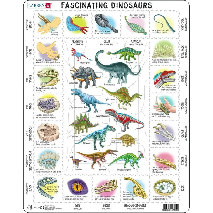 Fascinating Dinosaurs 35 Piece Tray Jigsaw Puzzle Larsen - for just $11.99! 