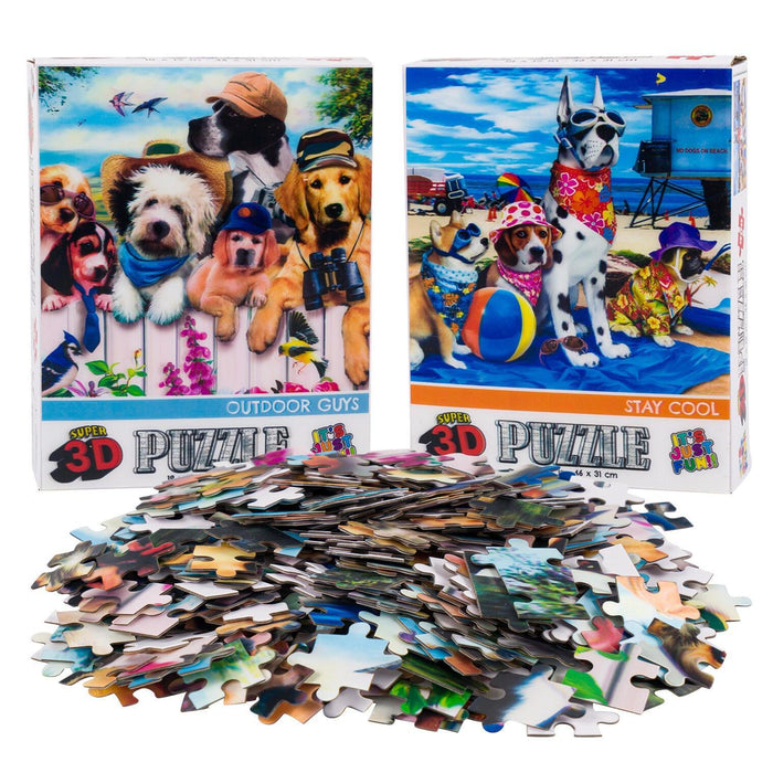 Fence Dogs & Beach Dogs Set of 2 300 Piece Lenticular Jigsaw Puzzles Prime 3D - for just $19.99! 