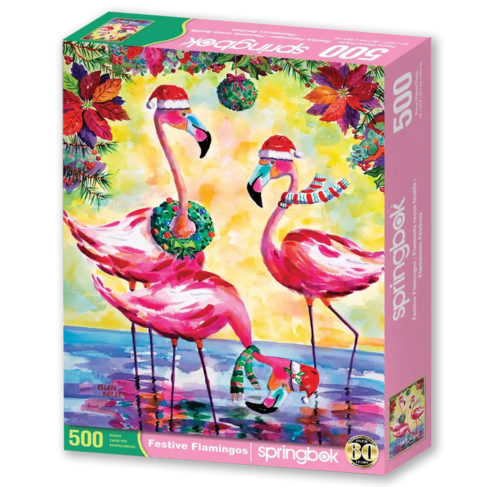 Festive Flamingos 500 Piece Jigsaw Puzzle Springbok - for just $17.99! 