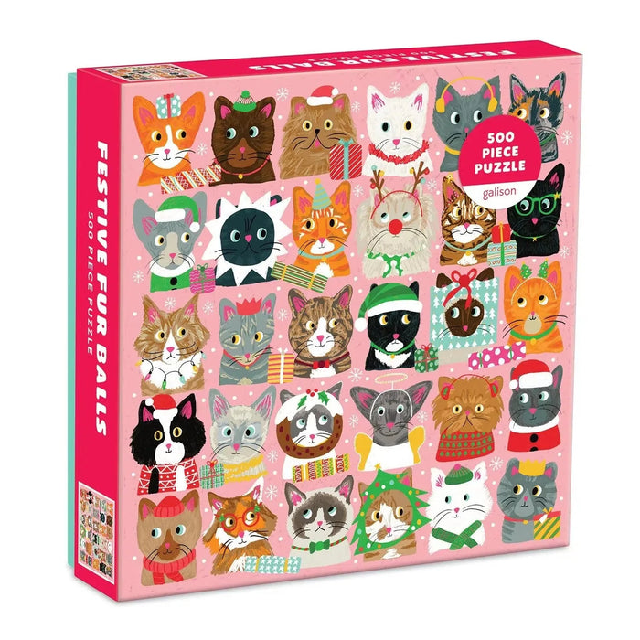 Festive Furballs 500 Piece Jigsaw Puzzle Galison - for just $17.99! 
